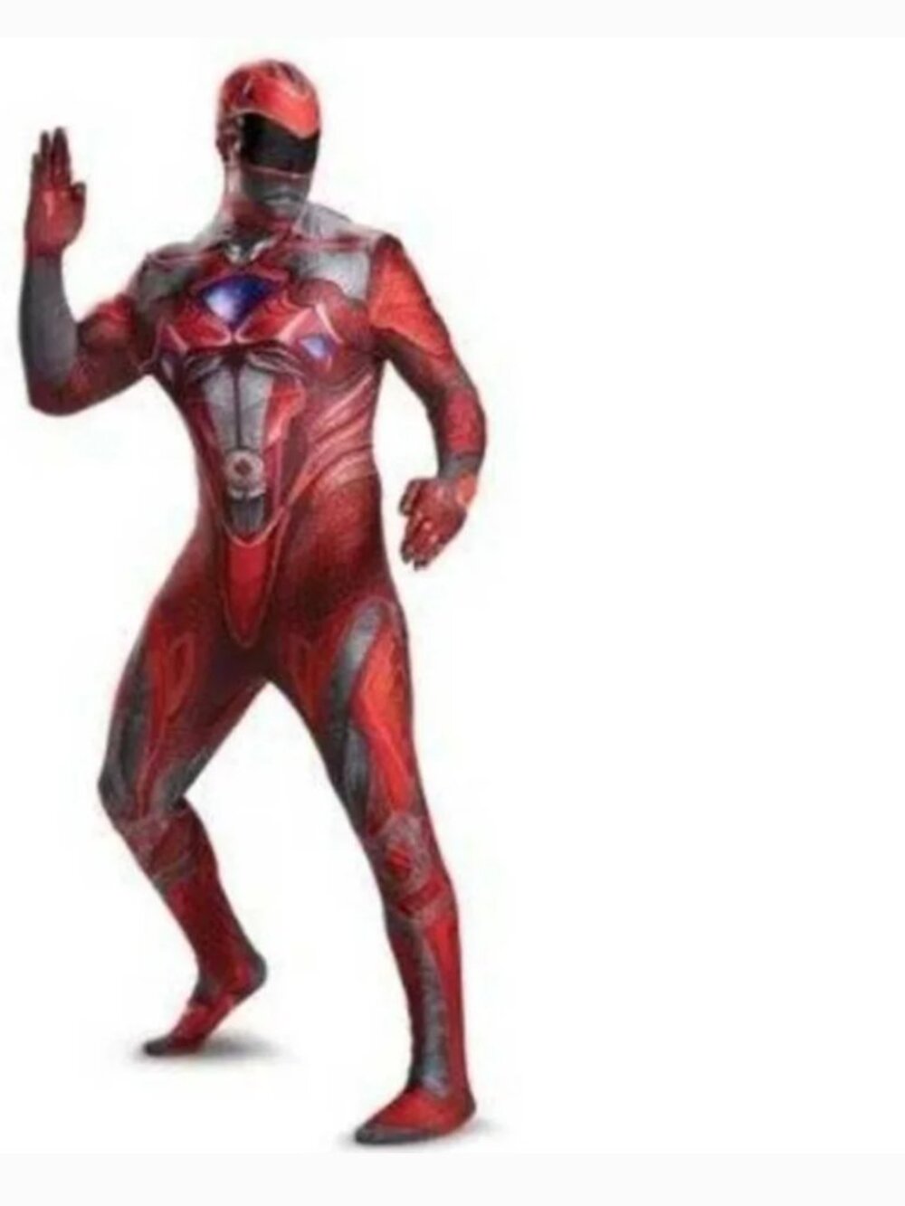 Power Ranger Halloween Costume XL Red Skin Bodysuit 1 Pc Party Mens Adult